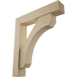 Ekena Millwork - BKTUR0554X30X34LEC05RCPR - Timberthane Faux Wood Legacy Style Bracket w/ Offset Brace, Block Ends, 5 1/2"W x 30"D x 34"H, Primed Tan
