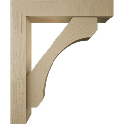 Ekena Millwork - BKTUR0554X30X36LEC05RCPR - Timberthane Faux Wood Legacy Style Bracket w/ Offset Brace, Block Ends, 5 1/2"W x 30"D x 36"H, Primed Tan