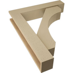 Ekena Millwork - BKTUR0554X30X36LEC05RCPR - Timberthane Faux Wood Legacy Style Bracket w/ Offset Brace, Block Ends, 5 1/2"W x 30"D x 36"H, Primed Tan