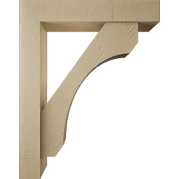 Ekena Millwork - BKTUR0554X30X38LEC05RCPR - Timberthane Faux Wood Legacy Style Bracket w/ Offset Brace, Block Ends, 5 1/2"W x 30"D x 38"H, Primed Tan