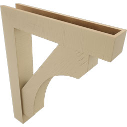 Ekena Millwork - BKTUR0554X30X38LEC05RCPR - Timberthane Faux Wood Legacy Style Bracket w/ Offset Brace, Block Ends, 5 1/2"W x 30"D x 38"H, Primed Tan