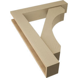 Ekena Millwork - BKTUR0554X30X38LEC05RCPR - Timberthane Faux Wood Legacy Style Bracket w/ Offset Brace, Block Ends, 5 1/2"W x 30"D x 38"H, Primed Tan