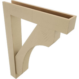 Ekena Millwork - BKTUR0554X30X42LEC05RCPR - Timberthane Faux Wood Legacy Style Bracket w/ Offset Brace, Block Ends, 5 1/2"W x 30"D x 42"H, Primed Tan