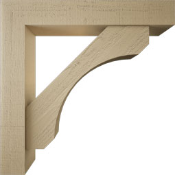 Ekena Millwork - BKTUR0554X32X32LEC05RCPR - Timberthane Faux Wood Legacy Style Bracket w/ Offset Brace, Block Ends, 5 1/2"W x 32"D x 32"H, Primed Tan