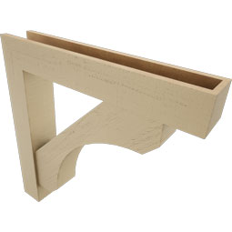 Ekena Millwork - BKTUR0554X32X32LEC05RCPR - Timberthane Faux Wood Legacy Style Bracket w/ Offset Brace, Block Ends, 5 1/2"W x 32"D x 32"H, Primed Tan