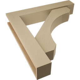 Ekena Millwork - BKTUR0554X32X32LEC05RCPR - Timberthane Faux Wood Legacy Style Bracket w/ Offset Brace, Block Ends, 5 1/2"W x 32"D x 32"H, Primed Tan