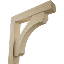 Ekena Millwork - BKTUR0554X32X32LEC05RCPR - Timberthane Faux Wood Legacy Style Bracket w/ Offset Brace, Block Ends, 5 1/2"W x 32"D x 32"H, Primed Tan