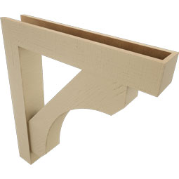 Ekena Millwork - BKTUR0554X32X36LEC05RCPR - Timberthane Faux Wood Legacy Style Bracket w/ Offset Brace, Block Ends, 5 1/2"W x 32"D x 36"H, Primed Tan