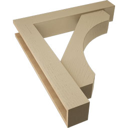 Ekena Millwork - BKTUR0554X32X36LEC05RCPR - Timberthane Faux Wood Legacy Style Bracket w/ Offset Brace, Block Ends, 5 1/2"W x 32"D x 36"H, Primed Tan