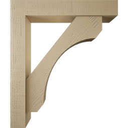 Ekena Millwork - BKTUR0554X32X38LEC05RCPR - Timberthane Faux Wood Legacy Style Bracket w/ Offset Brace, Block Ends, 5 1/2"W x 32"D x 38"H, Primed Tan