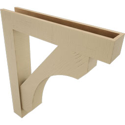 Ekena Millwork - BKTUR0554X32X38LEC05RCPR - Timberthane Faux Wood Legacy Style Bracket w/ Offset Brace, Block Ends, 5 1/2"W x 32"D x 38"H, Primed Tan