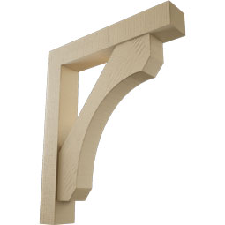 Ekena Millwork - BKTUR0554X32X38LEC05RCPR - Timberthane Faux Wood Legacy Style Bracket w/ Offset Brace, Block Ends, 5 1/2"W x 32"D x 38"H, Primed Tan
