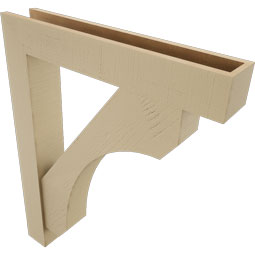 Ekena Millwork - BKTUR0554X32X40LEC05RCPR - Timberthane Faux Wood Legacy Style Bracket w/ Offset Brace, Block Ends, 5 1/2"W x 32"D x 40"H, Primed Tan