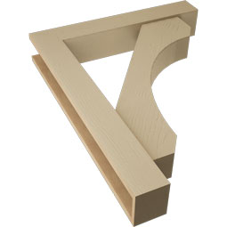 Ekena Millwork - BKTUR0554X32X40LEC05RCPR - Timberthane Faux Wood Legacy Style Bracket w/ Offset Brace, Block Ends, 5 1/2"W x 32"D x 40"H, Primed Tan