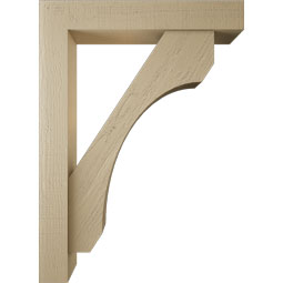 Ekena Millwork - BKTUR0554X32X44LEC05RCPR - Timberthane Faux Wood Legacy Style Bracket w/ Offset Brace, Block Ends, 5 1/2"W x 32"D x 44"H, Primed Tan
