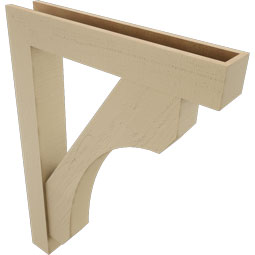 Ekena Millwork - BKTUR0554X32X44LEC05RCPR - Timberthane Faux Wood Legacy Style Bracket w/ Offset Brace, Block Ends, 5 1/2"W x 32"D x 44"H, Primed Tan