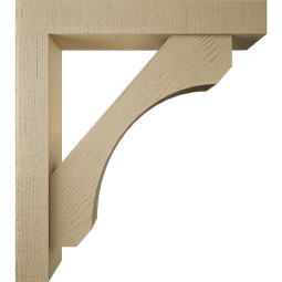Ekena Millwork - BKTUR0554X34X38LEC05RCPR - Timberthane Faux Wood Legacy Style Bracket w/ Offset Brace, Block Ends, 5 1/2"W x 34"D x 38"H, Primed Tan