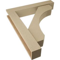 Ekena Millwork - BKTUR0554X34X38LEC05RCPR - Timberthane Faux Wood Legacy Style Bracket w/ Offset Brace, Block Ends, 5 1/2"W x 34"D x 38"H, Primed Tan