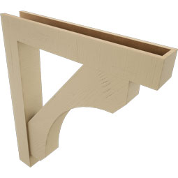 Ekena Millwork - BKTUR0554X34X40LEC05RCPR - Timberthane Faux Wood Legacy Style Bracket w/ Offset Brace, Block Ends, 5 1/2"W x 34"D x 40"H, Primed Tan