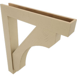 Ekena Millwork - BKTUR0554X34X42LEC05RCPR - Timberthane Faux Wood Legacy Style Bracket w/ Offset Brace, Block Ends, 5 1/2"W x 34"D x 42"H, Primed Tan