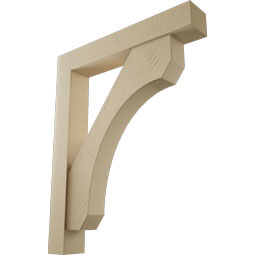 Ekena Millwork - BKTUR0554X34X42LEC05RCPR - Timberthane Faux Wood Legacy Style Bracket w/ Offset Brace, Block Ends, 5 1/2"W x 34"D x 42"H, Primed Tan