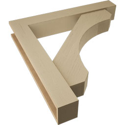 Ekena Millwork - BKTUR0554X36X36LEC05RCPR - Timberthane Faux Wood Legacy Style Bracket w/ Offset Brace, Block Ends, 5 1/2"W x 36"D x 36"H, Primed Tan