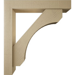 Ekena Millwork - BKTUR0554X36X40LEC05RCPR - Timberthane Faux Wood Legacy Style Bracket w/ Offset Brace, Block Ends, 5 1/2"W x 36"D x 40"H, Primed Tan