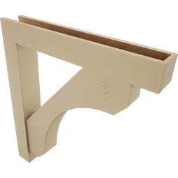 Ekena Millwork - BKTUR0554X36X40LEC05RCPR - Timberthane Faux Wood Legacy Style Bracket w/ Offset Brace, Block Ends, 5 1/2"W x 36"D x 40"H, Primed Tan