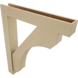 Ekena Millwork - BKTUR0554X36X44LEC05RCPR - Timberthane Faux Wood Legacy Style Bracket w/ Offset Brace, Block Ends, 5 1/2"W x 36"D x 44"H, Primed Tan