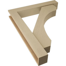 Ekena Millwork - BKTUR0554X36X44LEC05RCPR - Timberthane Faux Wood Legacy Style Bracket w/ Offset Brace, Block Ends, 5 1/2"W x 36"D x 44"H, Primed Tan