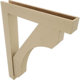 Ekena Millwork - BKTUR0554X36X48LEC05RCPR - Timberthane Faux Wood Legacy Style Bracket w/ Offset Brace, Block Ends, 5 1/2"W x 36"D x 48"H, Primed Tan