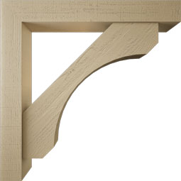 Ekena Millwork - BKTUR0554X38X38LEC05RCPR - Timberthane Faux Wood Legacy Style Bracket w/ Offset Brace, Block Ends, 5 1/2"W x 38"D x 38"H, Primed Tan