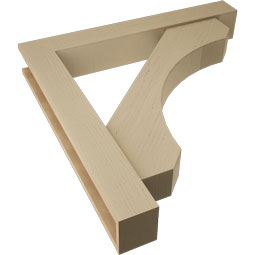 Ekena Millwork - BKTUR0554X38X38LEC05RCPR - Timberthane Faux Wood Legacy Style Bracket w/ Offset Brace, Block Ends, 5 1/2"W x 38"D x 38"H, Primed Tan