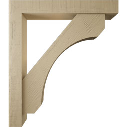Ekena Millwork - BKTUR0554X38X44LEC05RCPR - Timberthane Faux Wood Legacy Style Bracket w/ Offset Brace, Block Ends, 5 1/2"W x 38"D x 44"H, Primed Tan