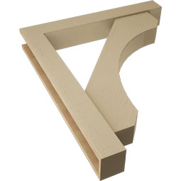 Ekena Millwork - BKTUR0554X38X44LEC05RCPR - Timberthane Faux Wood Legacy Style Bracket w/ Offset Brace, Block Ends, 5 1/2"W x 38"D x 44"H, Primed Tan