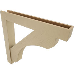 Ekena Millwork - BKTUR0554X40X40LEC05RCPR - Timberthane Faux Wood Legacy Style Bracket w/ Offset Brace, Block Ends, 5 1/2"W x 40"D x 40"H, Primed Tan