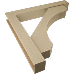 Ekena Millwork - BKTUR0554X40X40LEC05RCPR - Timberthane Faux Wood Legacy Style Bracket w/ Offset Brace, Block Ends, 5 1/2"W x 40"D x 40"H, Primed Tan