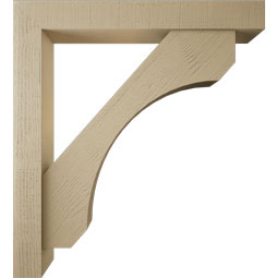 Ekena Millwork - BKTUR0554X40X44LEC05RCPR - Timberthane Faux Wood Legacy Style Bracket w/ Offset Brace, Block Ends, 5 1/2"W x 40"D x 44"H, Primed Tan