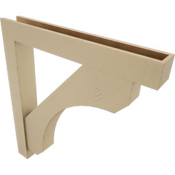 Ekena Millwork - BKTUR0554X40X44LEC05RCPR - Timberthane Faux Wood Legacy Style Bracket w/ Offset Brace, Block Ends, 5 1/2"W x 40"D x 44"H, Primed Tan