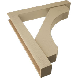 Ekena Millwork - BKTUR0554X40X44LEC05RCPR - Timberthane Faux Wood Legacy Style Bracket w/ Offset Brace, Block Ends, 5 1/2"W x 40"D x 44"H, Primed Tan