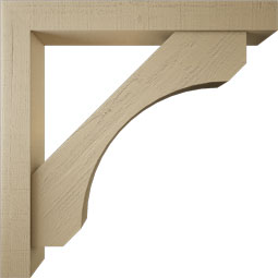 Ekena Millwork - BKTUR0554X42X42LEC05RCPR - Timberthane Faux Wood Legacy Style Bracket w/ Offset Brace, Block Ends, 5 1/2"W x 42"D x 42"H, Primed Tan