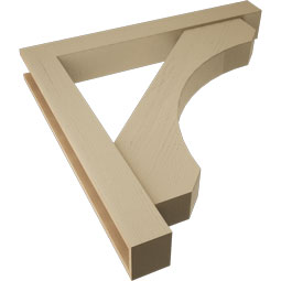 Ekena Millwork - BKTUR0554X42X42LEC05RCPR - Timberthane Faux Wood Legacy Style Bracket w/ Offset Brace, Block Ends, 5 1/2"W x 42"D x 42"H, Primed Tan