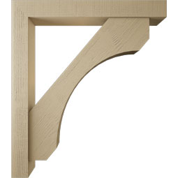 Ekena Millwork - BKTUR0554X42X48LEC05RCPR - Timberthane Faux Wood Legacy Style Bracket w/ Offset Brace, Block Ends, 5 1/2"W x 42"D x 48"H, Primed Tan
