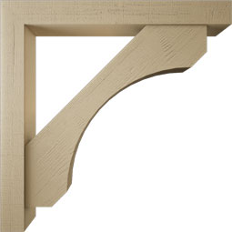 Ekena Millwork - BKTUR0554X44X44LEC05RCPR - Timberthane Faux Wood Legacy Style Bracket w/ Offset Brace, Block Ends, 5 1/2"W x 44"D x 44"H, Primed Tan