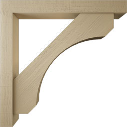 Ekena Millwork - BKTUR0554X46X46LEC05RCPR - Timberthane Faux Wood Legacy Style Bracket w/ Offset Brace, Block Ends, 5 1/2"W x 46"D x 46"H, Primed Tan