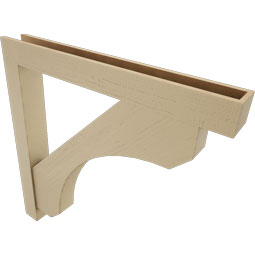 Ekena Millwork - BKTUR0554X46X46LEC05RCPR - Timberthane Faux Wood Legacy Style Bracket w/ Offset Brace, Block Ends, 5 1/2"W x 46"D x 46"H, Primed Tan