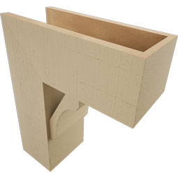 Ekena Millwork - BKTUR0756X18X22LEC05RCPR - Timberthane Faux Wood Legacy Style Bracket w/ Offset Brace, Block Ends, 7 1/2"W x 18"D x 22"H, Primed Tan
