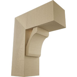 Ekena Millwork - BKTUR0756X18X22LEC05RCPR - Timberthane Faux Wood Legacy Style Bracket w/ Offset Brace, Block Ends, 7 1/2"W x 18"D x 22"H, Primed Tan