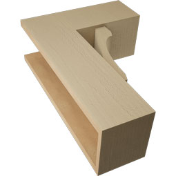 Ekena Millwork - BKTUR0756X18X26LEC05RCPR - Timberthane Faux Wood Legacy Style Bracket w/ Offset Brace, Block Ends, 7 1/2"W x 18"D x 26"H, Primed Tan