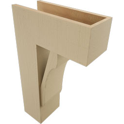 Ekena Millwork - BKTUR0756X18X30LEC05RCPR - Timberthane Faux Wood Legacy Style Bracket w/ Offset Brace, Block Ends, 7 1/2"W x 18"D x 30"H, Primed Tan